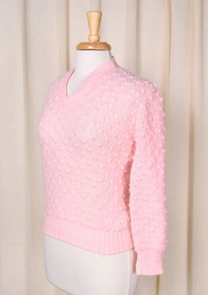 1960s Baby Pink V-Neck Sweater