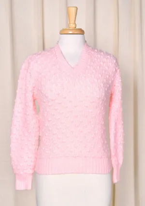 1960s Baby Pink V-Neck Sweater