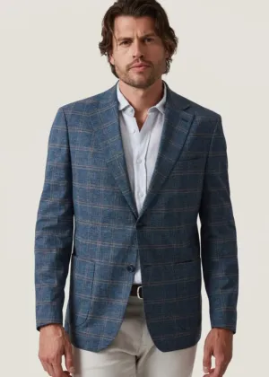 34 Heritage- Matteo Checked Blazer in Blue