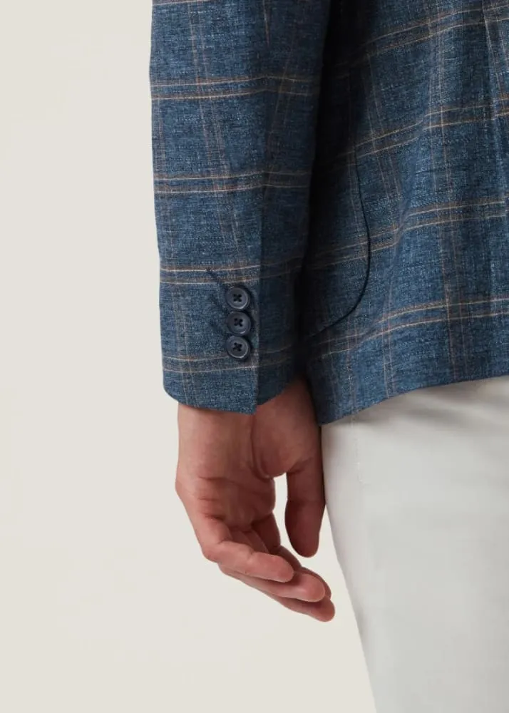 34 Heritage- Matteo Checked Blazer in Blue