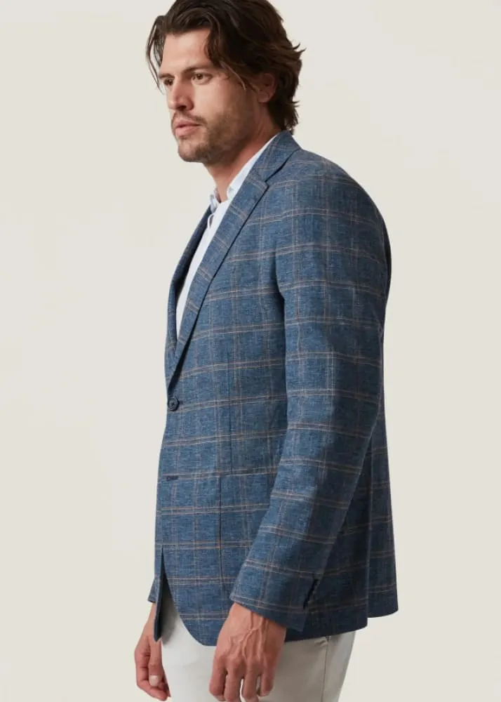 34 Heritage- Matteo Checked Blazer in Blue