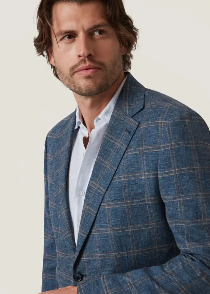 34 Heritage- Matteo Checked Blazer in Blue