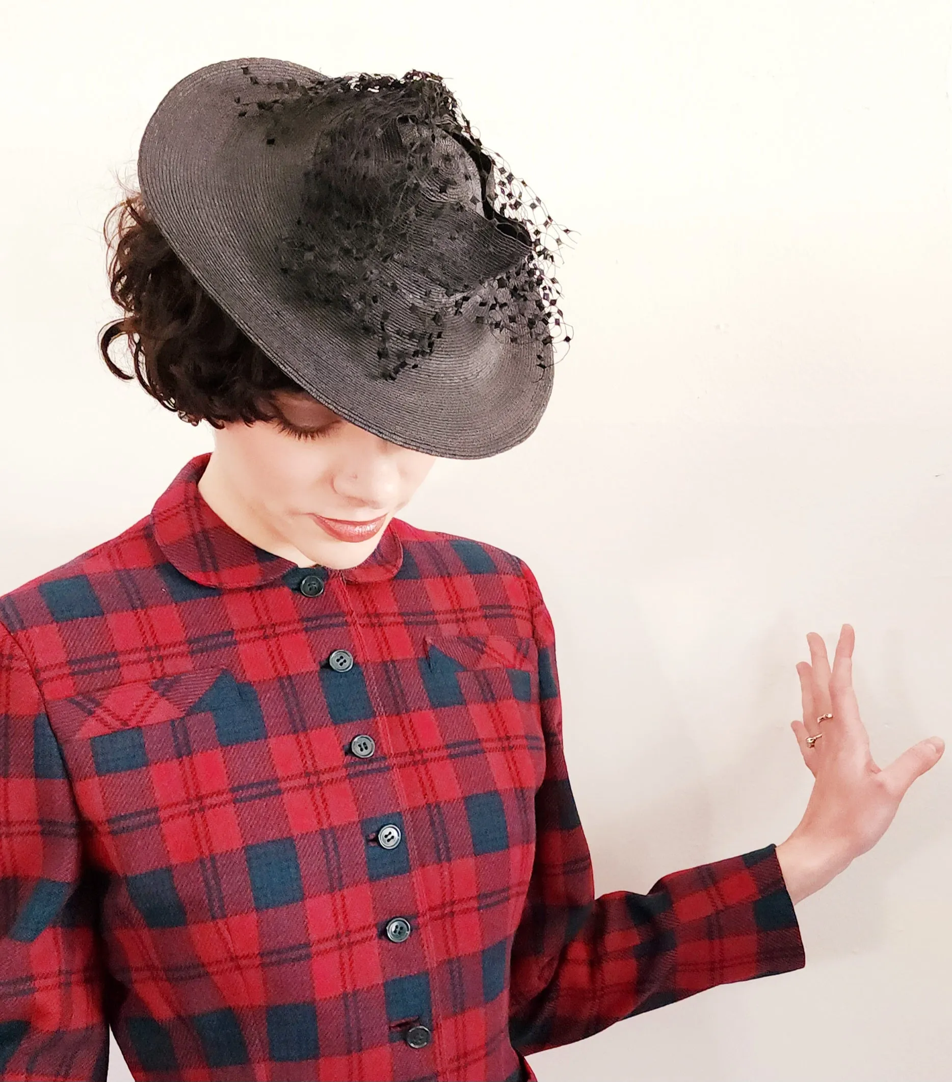 40s 50s Red Plaid Skirt Suit Best & Co. by Bardley Lindsay Tartan Small