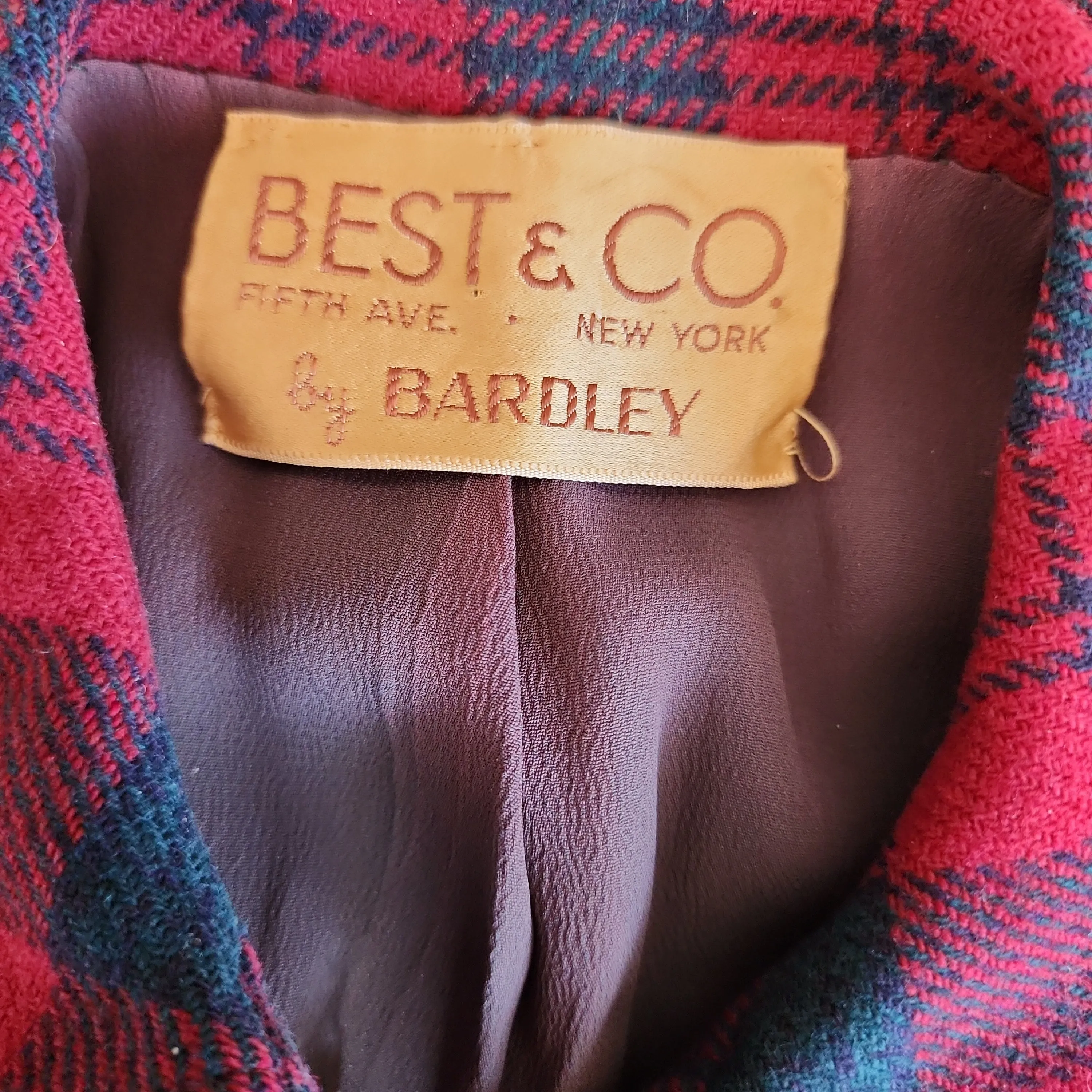 40s 50s Red Plaid Skirt Suit Best & Co. by Bardley Lindsay Tartan Small