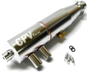 51908S 1/8 Scale RC Alloy Silver Adjustable Exhaust Pipe Muffler Two Chamber