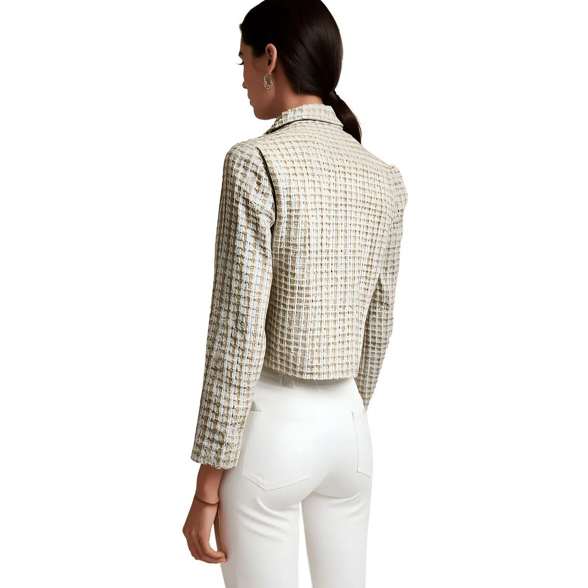 Adrienne Landau Womens Woven Tweed Double-Breasted Blazer