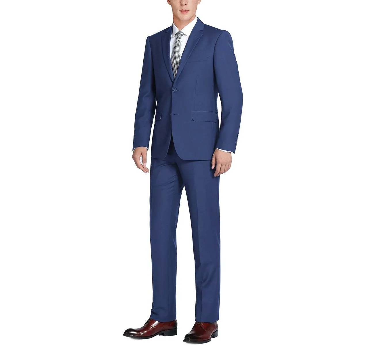 Alessandro Vitello by Renoir Royal Blue 2-Piece Slim Fit Single Breasted Notch Lapel Suit 201-20