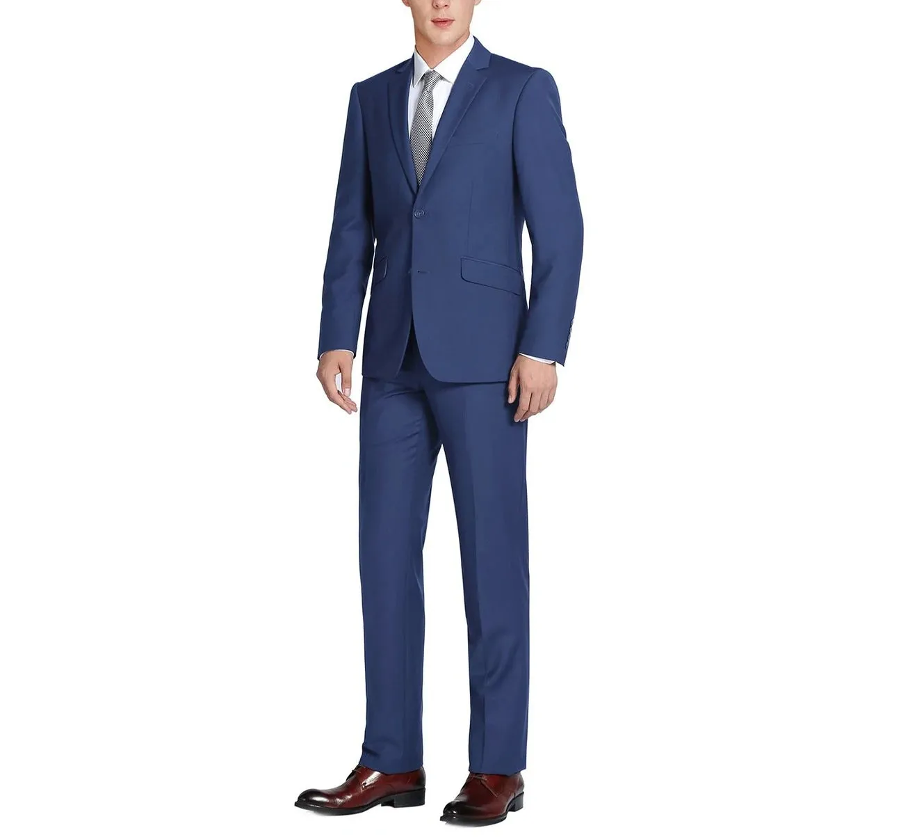 Alessandro Vitello by Renoir Royal Blue 2-Piece Slim Fit Single Breasted Notch Lapel Suit 201-20