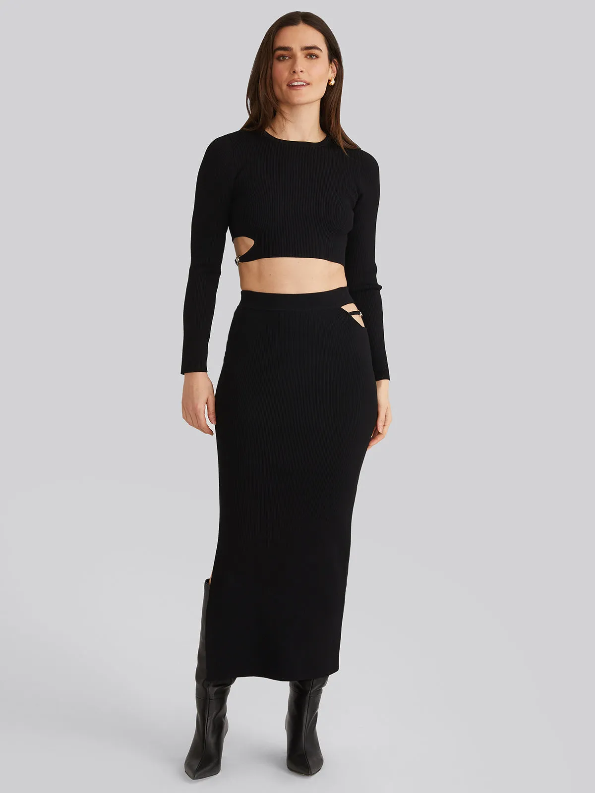 Alexia: Cropped Buckle Cutout Top