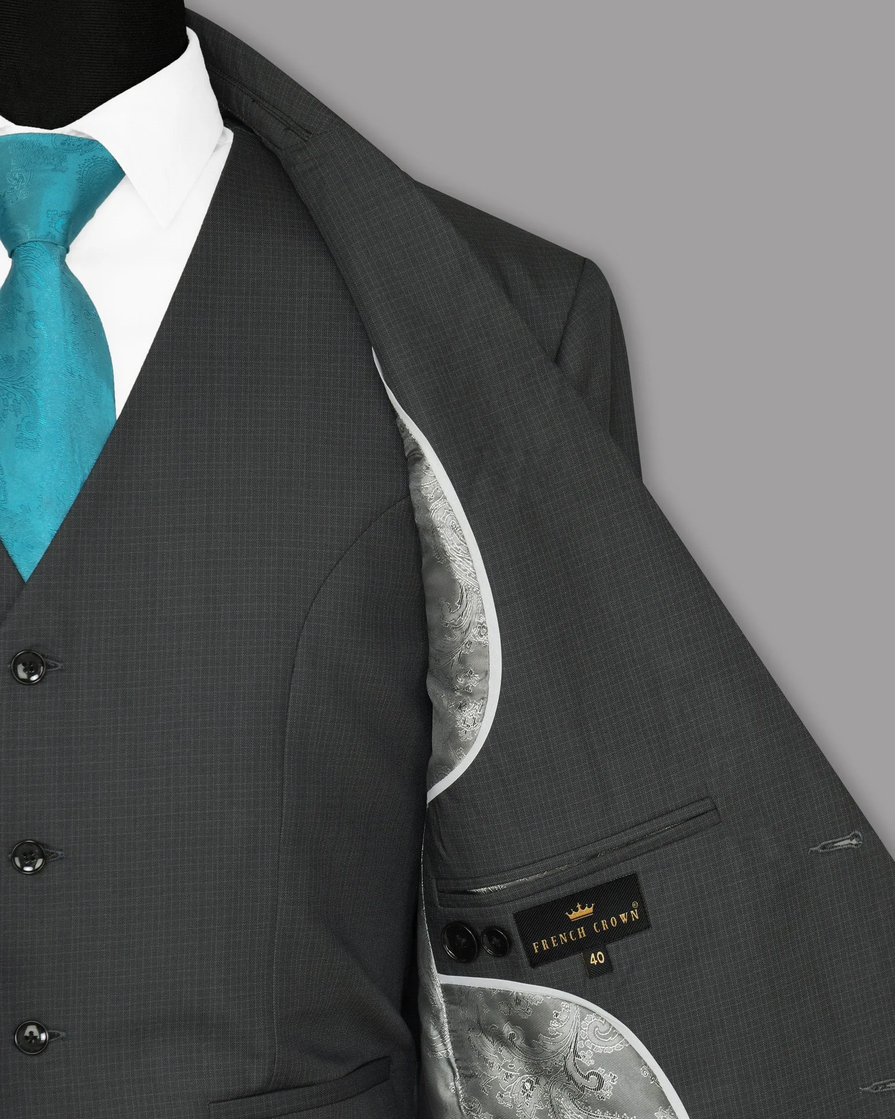 Anchor Grey Micro Checked Wool Blend Blazer