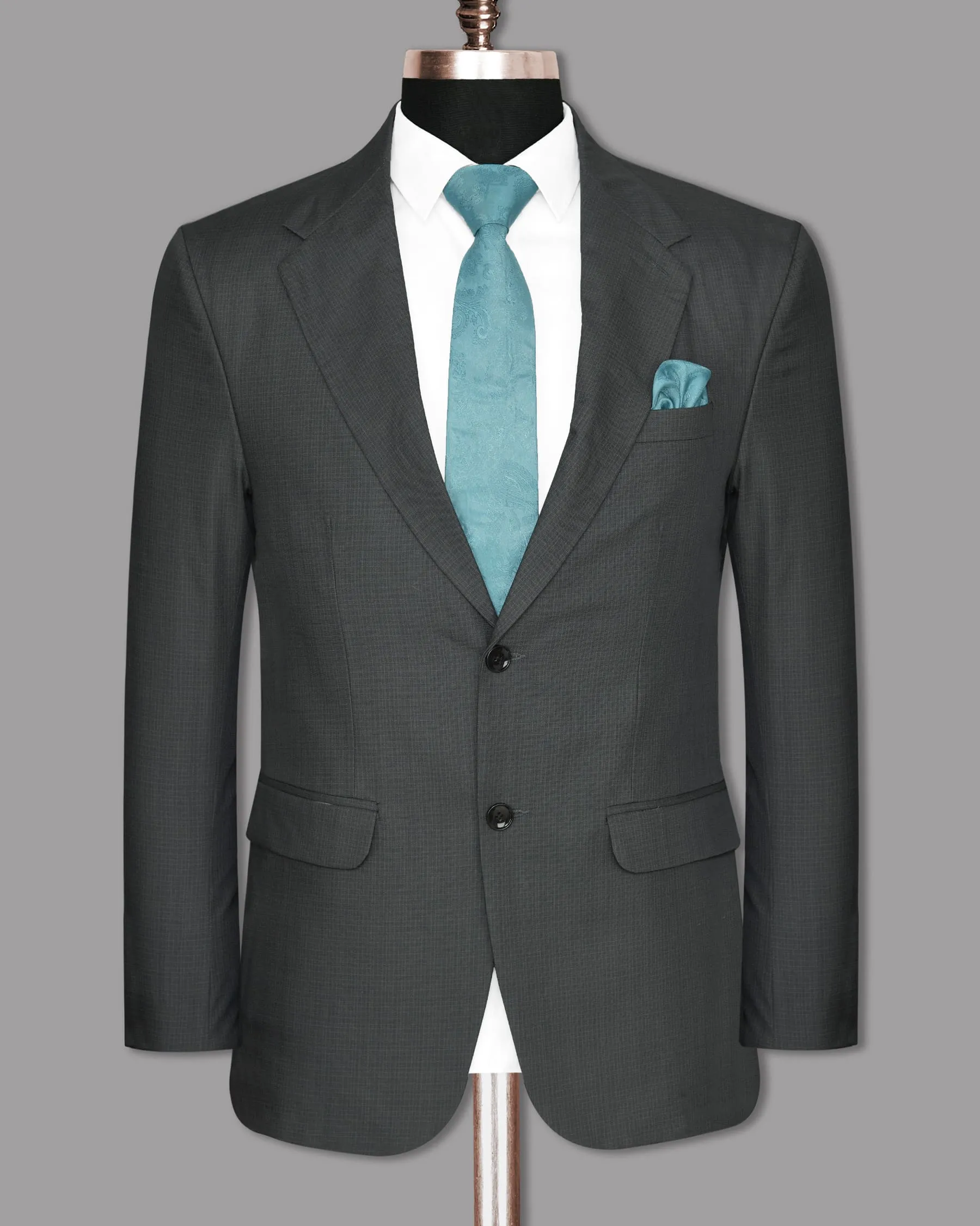 Anchor Grey Micro Checked Wool Blend Blazer