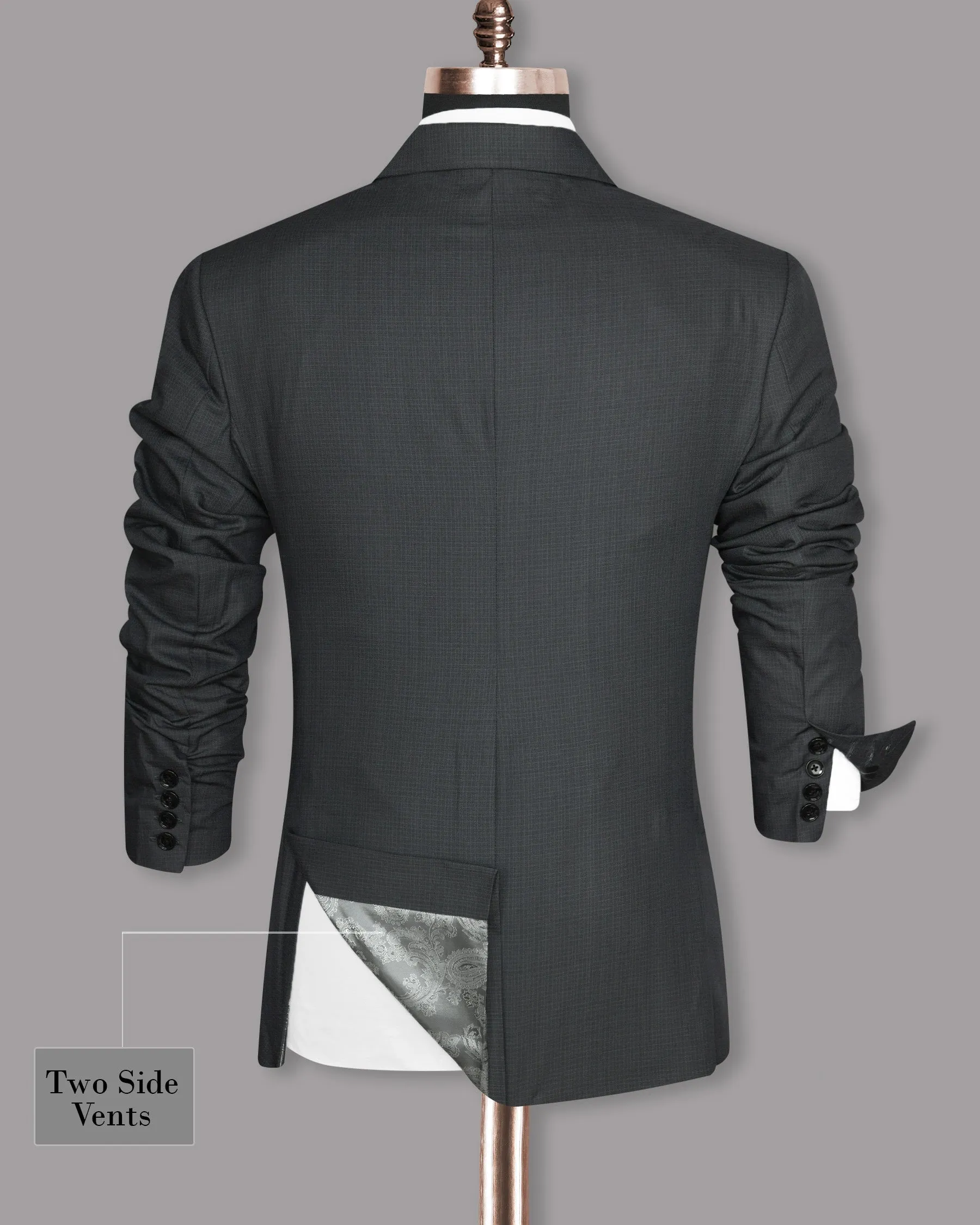 Anchor Grey Micro Checked Wool Blend Blazer