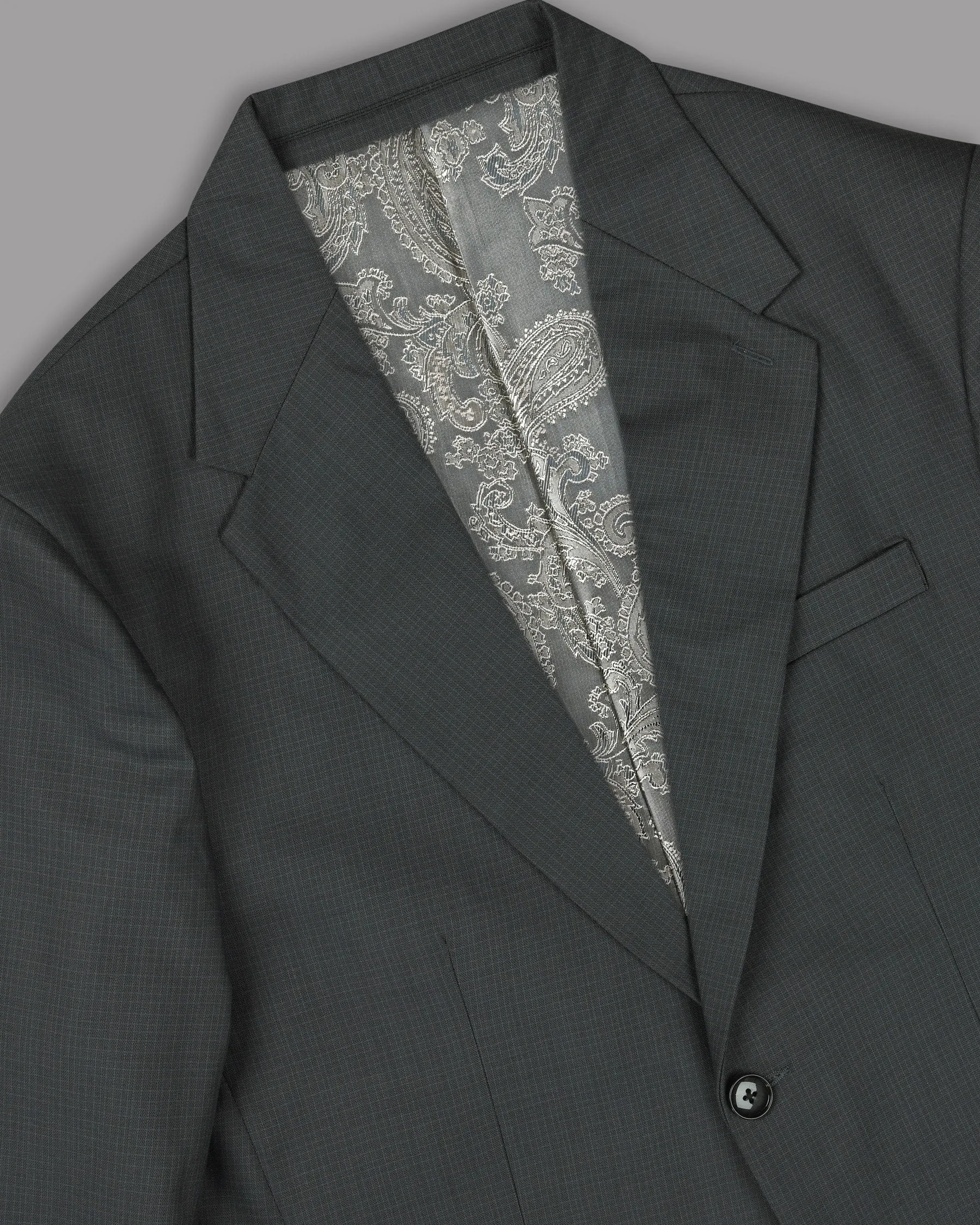 Anchor Grey Micro Checked Wool Blend Blazer