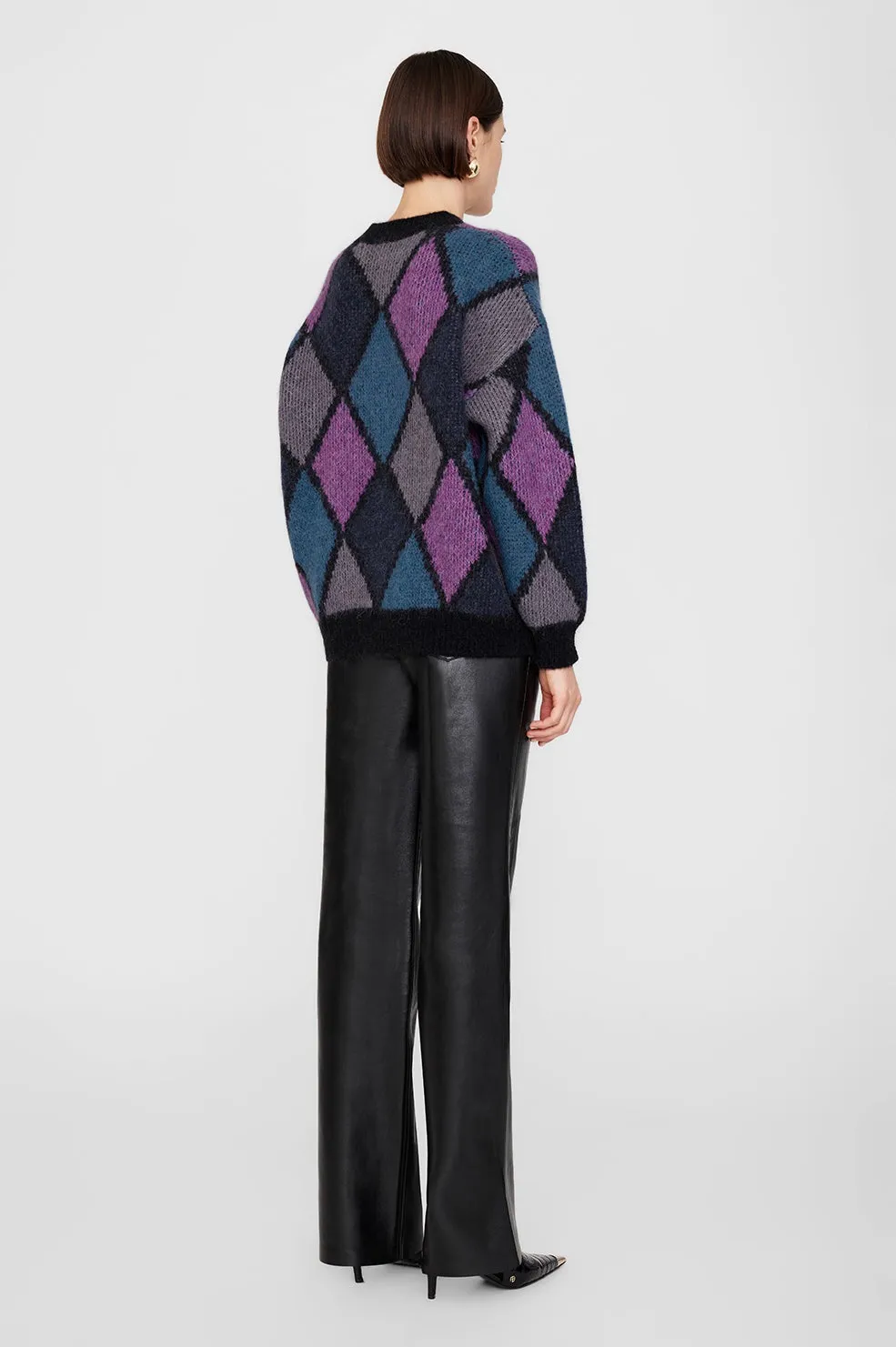 Anine Bing Sydney Crewneck Sweater in Multi Diamond