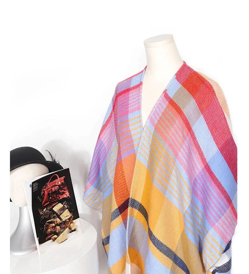 ANYYOU Scarf Multicolor Cashmere Winter Pashmina Poncho Shawl Cardigans