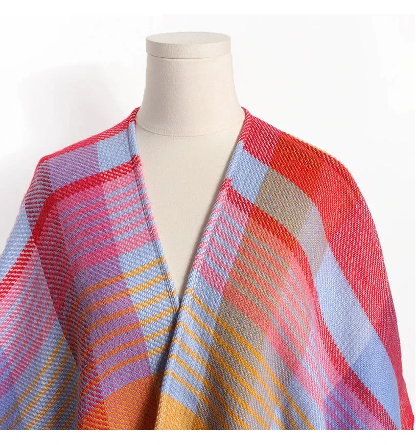 ANYYOU Scarf Multicolor Cashmere Winter Pashmina Poncho Shawl Cardigans