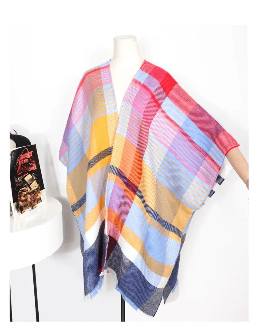 ANYYOU Scarf Multicolor Cashmere Winter Pashmina Poncho Shawl Cardigans