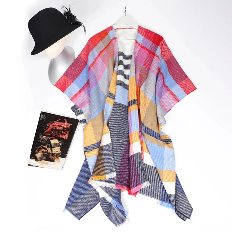 ANYYOU Scarf Multicolor Cashmere Winter Pashmina Poncho Shawl Cardigans