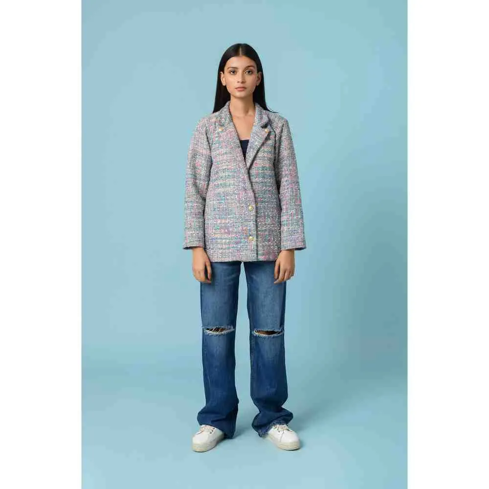 AROOP SHOP INDIA Multi-Color Camille Tweed Blazer