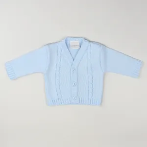 Baby Boys Knitted Cardigan - Blue - Cable Knit Design