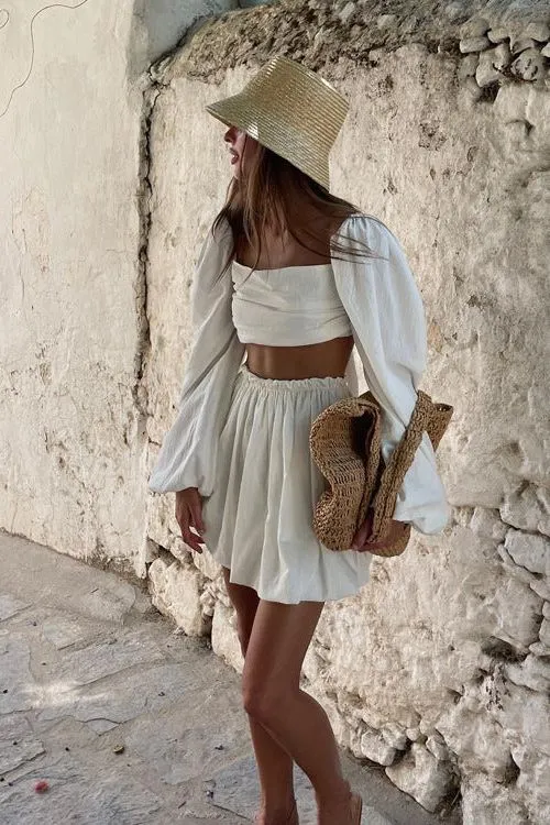Backless Top Short Skirt Two-piece Set