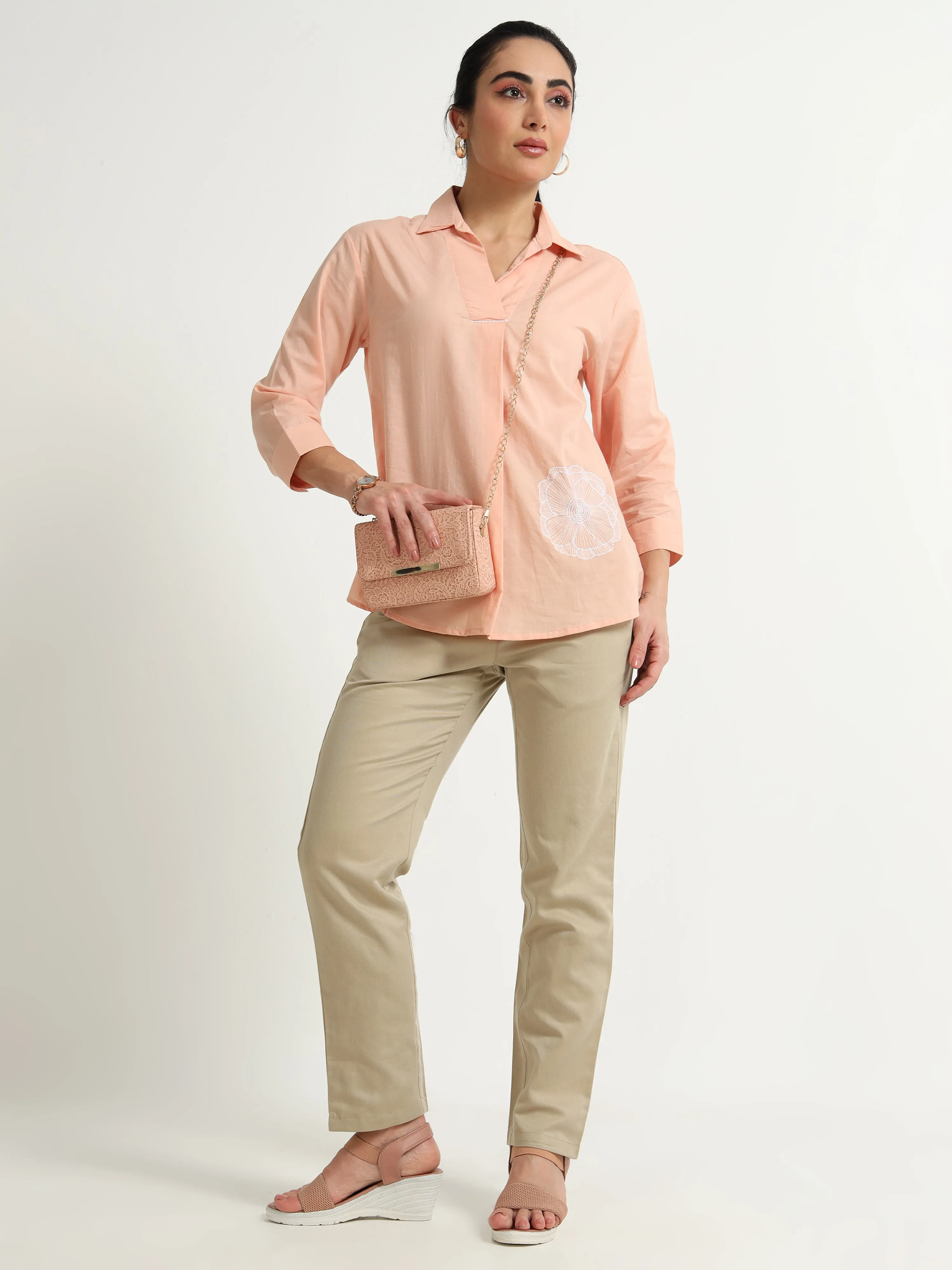 Beige pencil pants