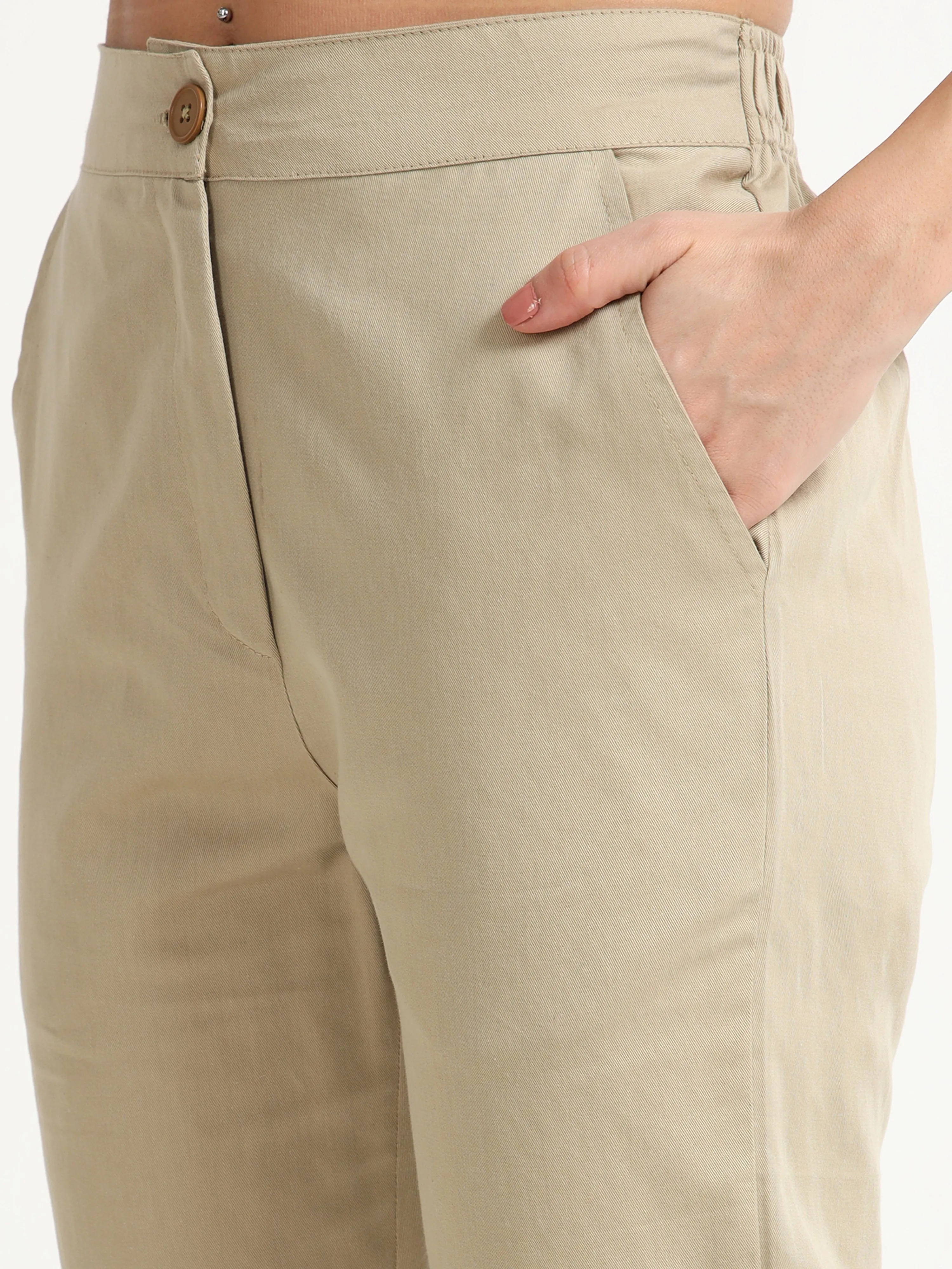 Beige pencil pants