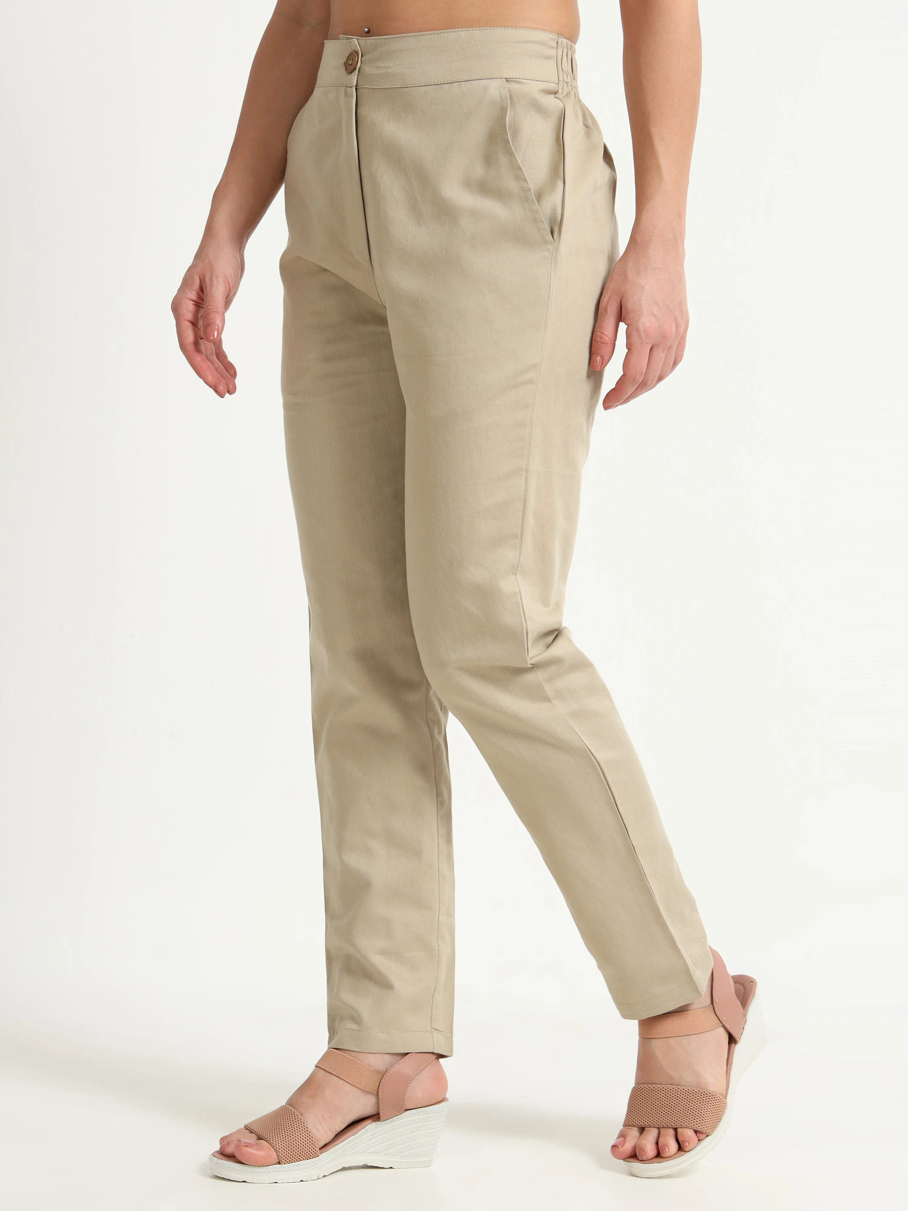 Beige pencil pants