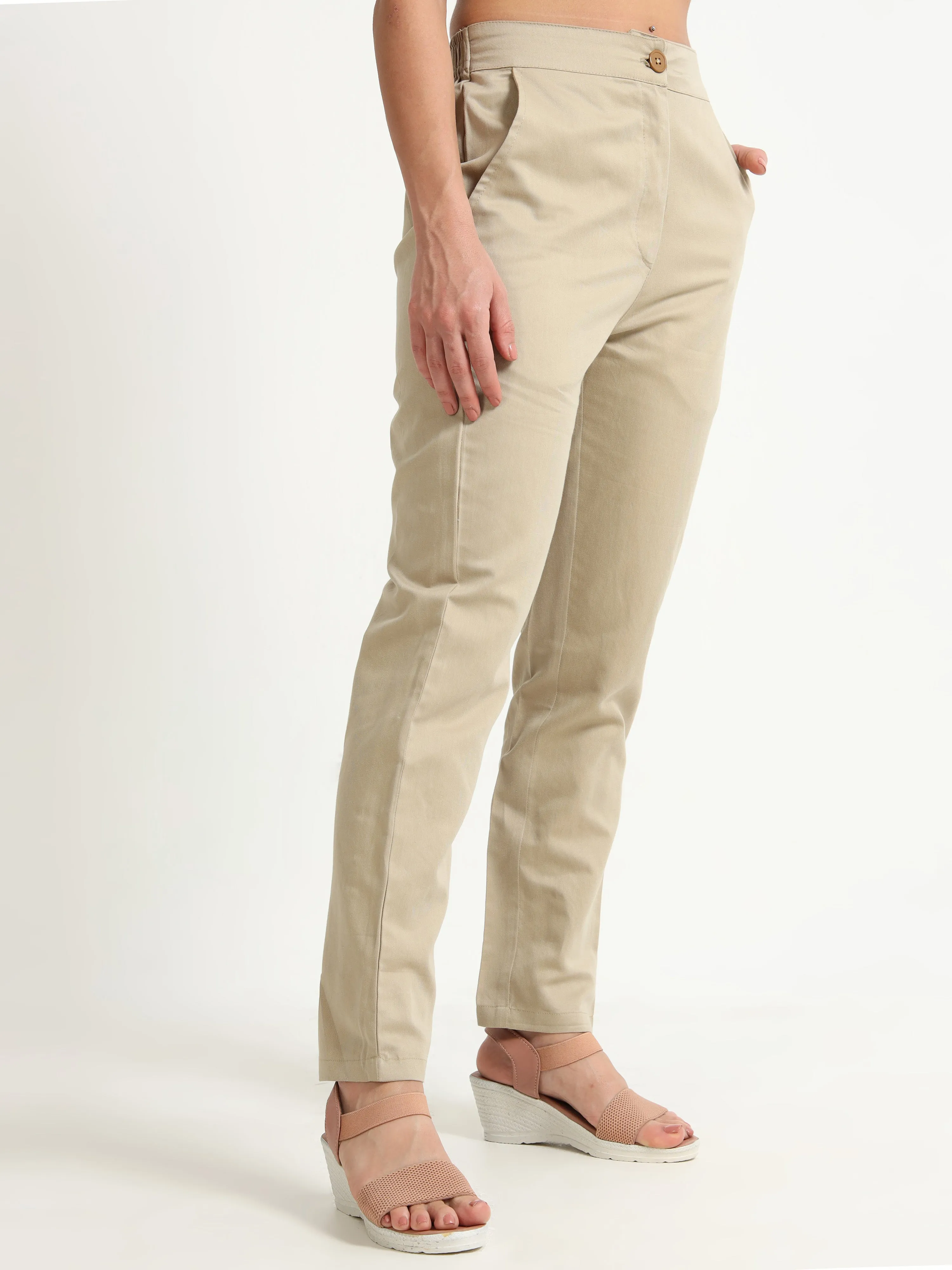 Beige pencil pants
