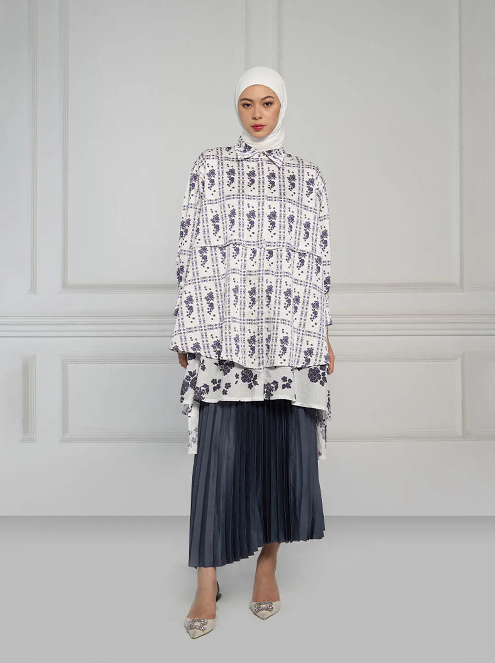 BELINDA LAYERED TUNIC WHITE NAVY