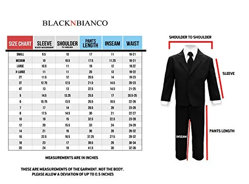 Black n Bianco Boys' Formal Black Suit Set, Size 10