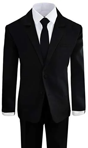 Black n Bianco Boys' Formal Black Suit Set, Size 10