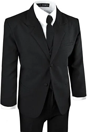 Black n Bianco Boys' Formal Black Suit Set, Size 10