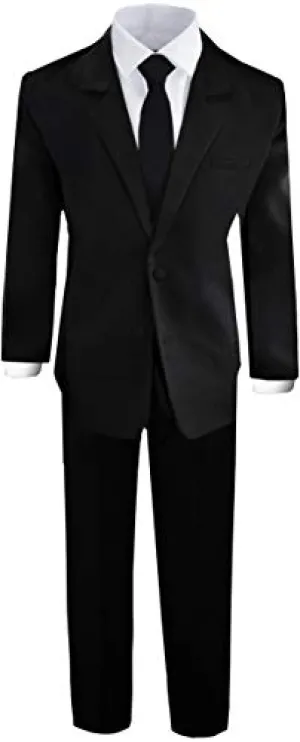 Black n Bianco Boys' Formal Black Suit Set, Size 10