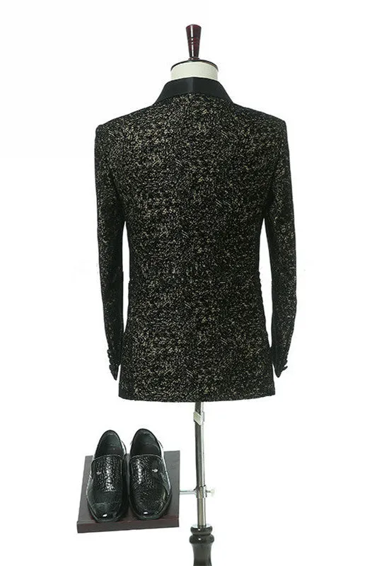 Black Slim Fit Shawl Lapel Double Breasted Wedding Groom Suits