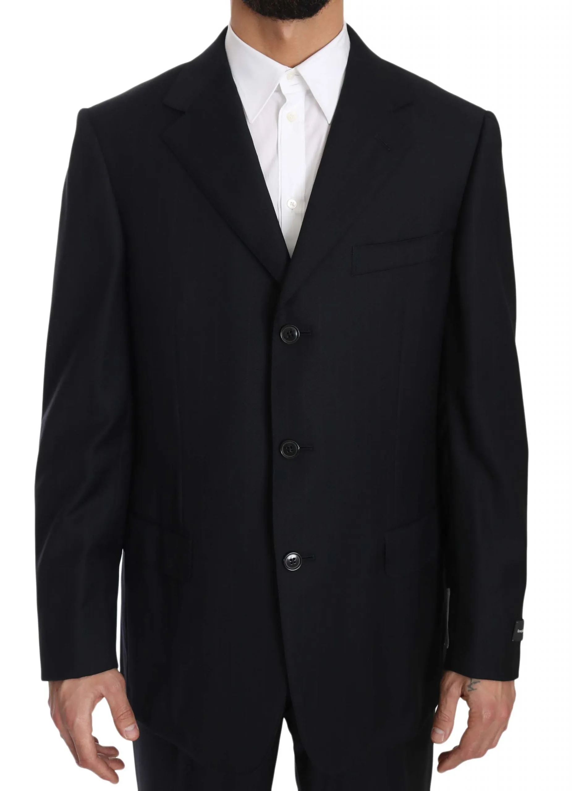 Black Stripe Two Piece 3 Button Wool Suit