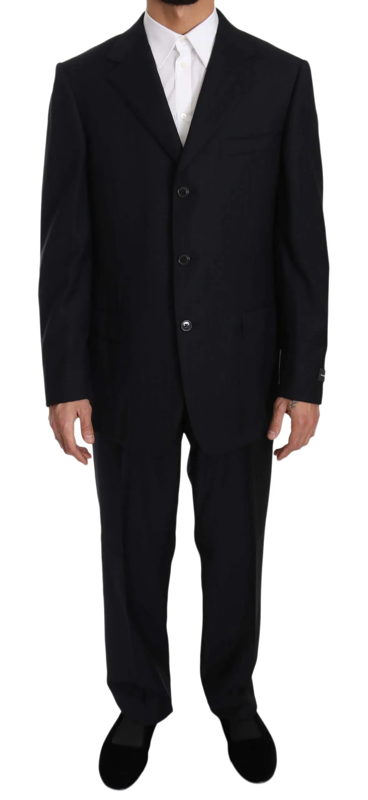 Black Stripe Two Piece 3 Button Wool Suit