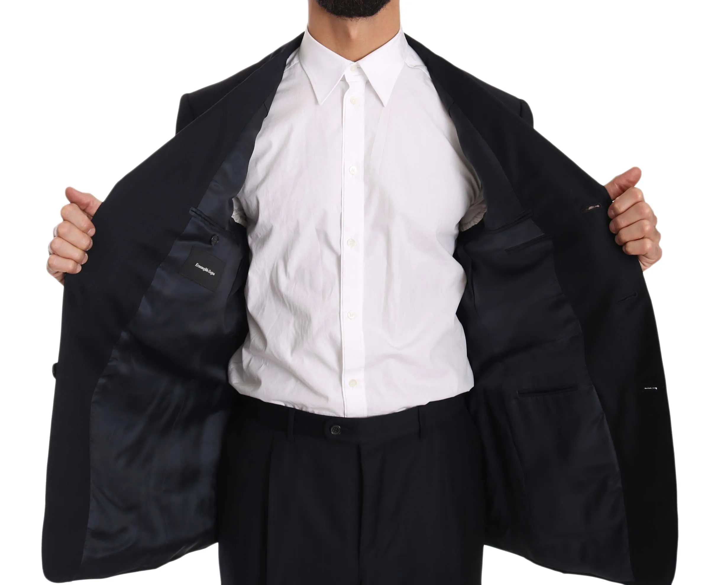 Black Stripe Two Piece 3 Button Wool Suit