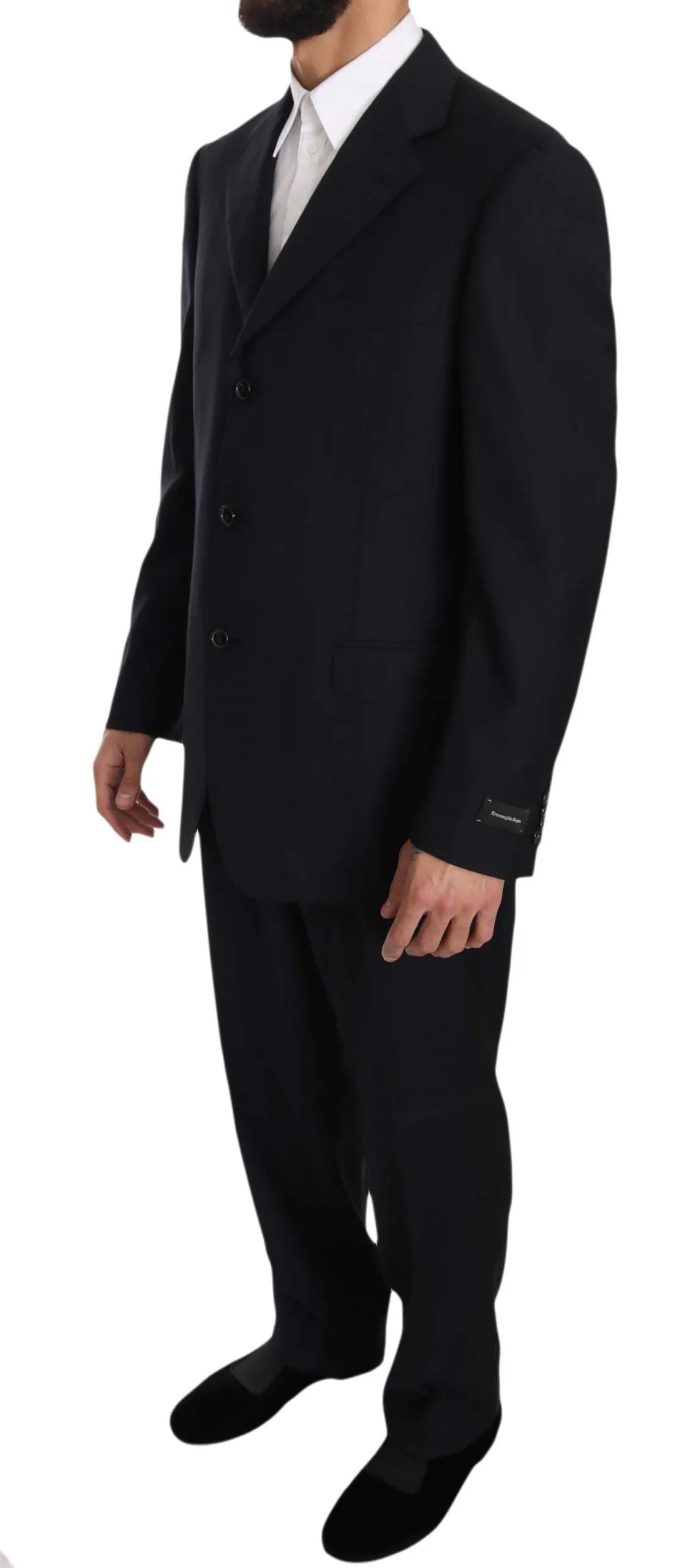 Black Stripe Two Piece 3 Button Wool Suit