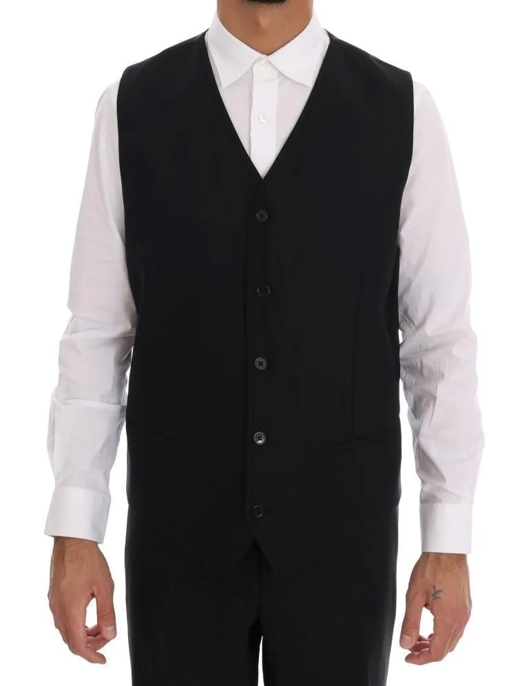 Black Wool Double Breasted Slim Fit Suit