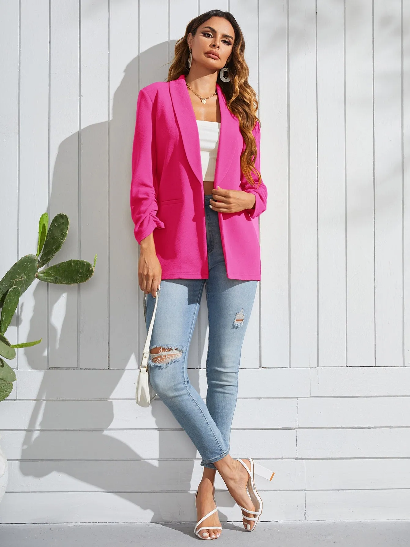Blazer de Cuello Esmoquin Unicolor
