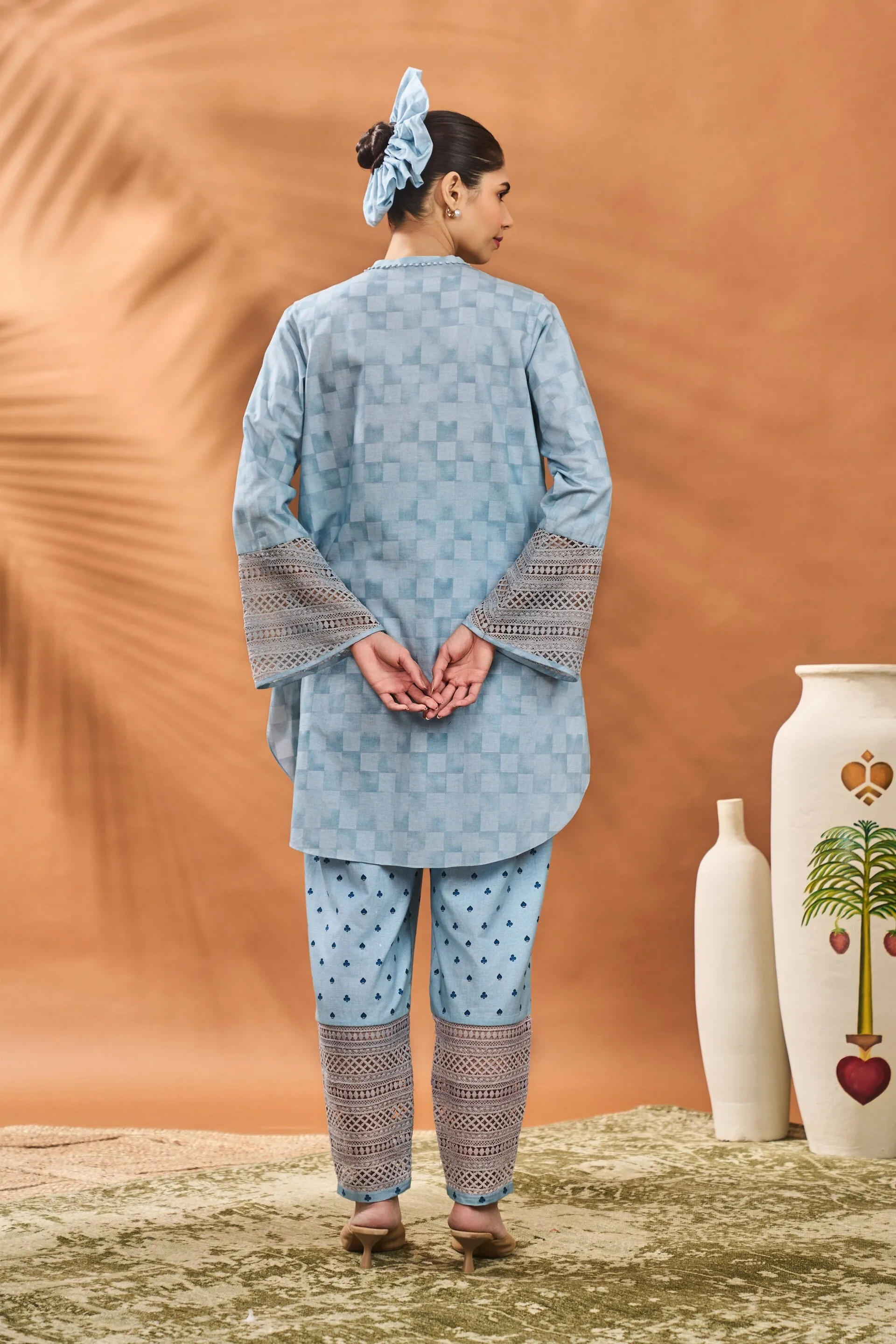 Blue Blooming Board Tunic Set