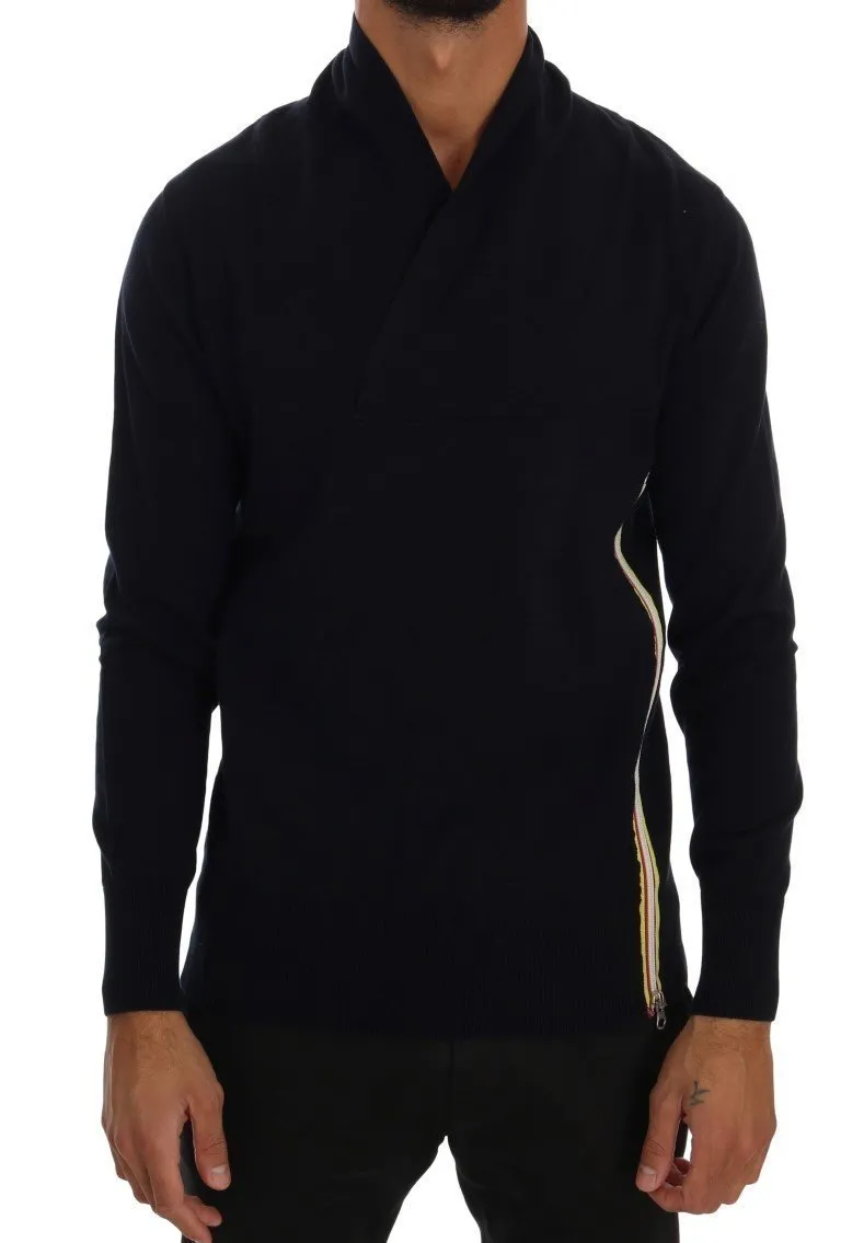 Blue Cotton Pullover Sweater