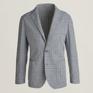 Blue Prince of Wales Cotton Contemporary Fit Sport Jacket - L.B.M 1911