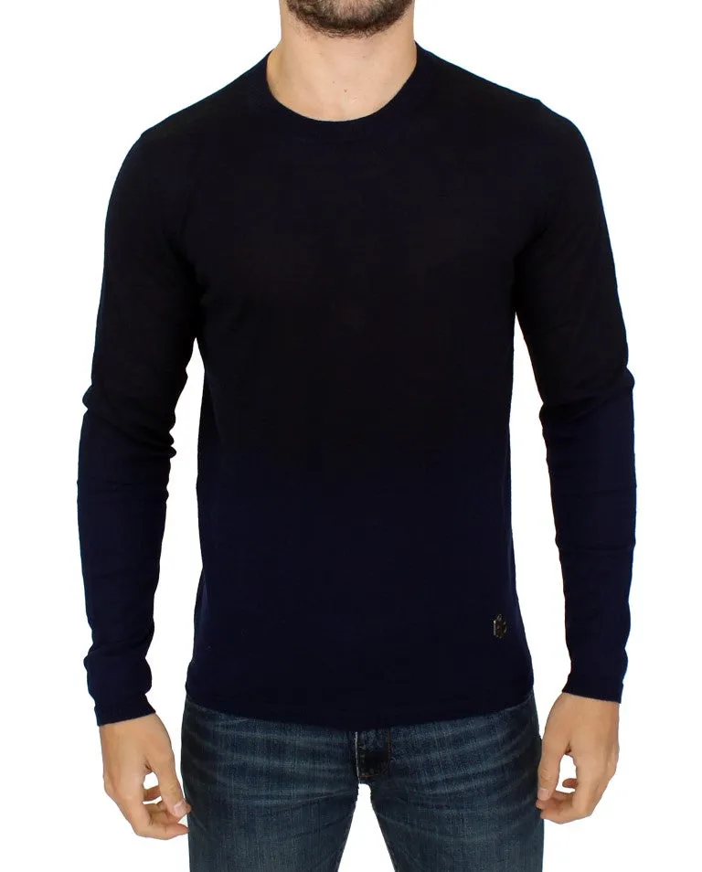Blue wool crewneck sweater