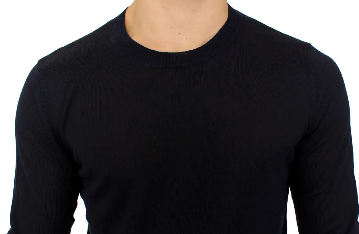 Blue wool crewneck sweater