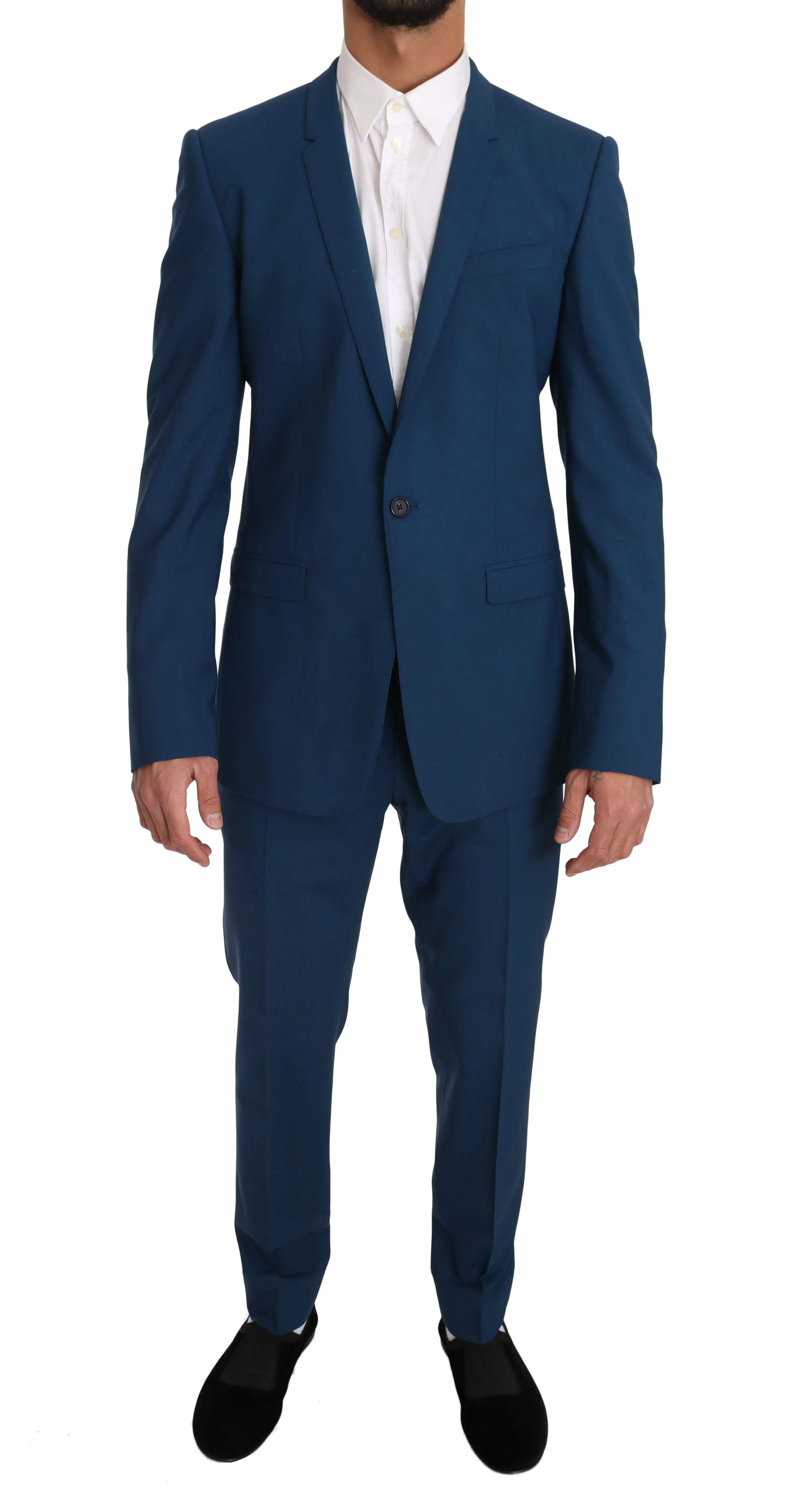 Blue Wool GOLD Stretch 2 Piece Slim Suit