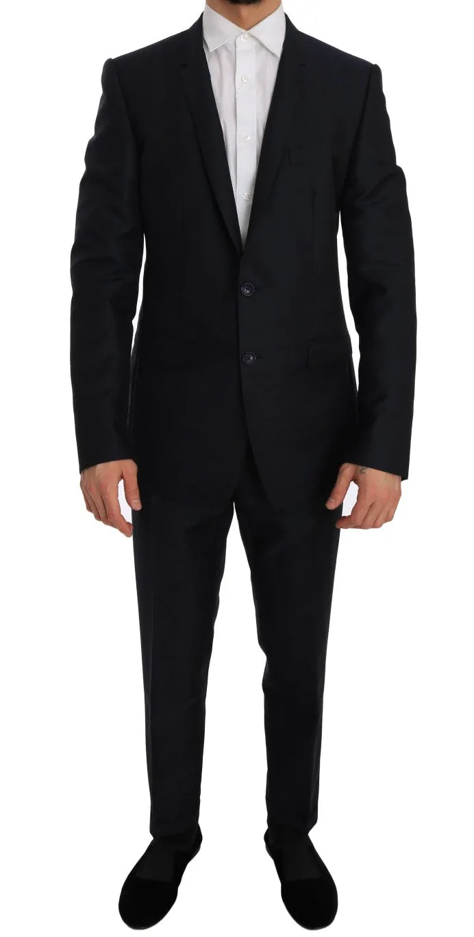 Blue Wool Silk GOLD Slim Fit Blazer Suit