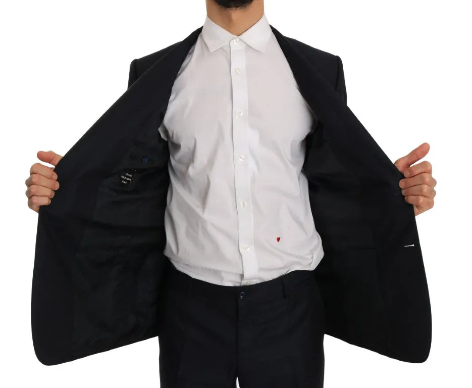 Blue Wool Silk GOLD Slim Fit Blazer Suit