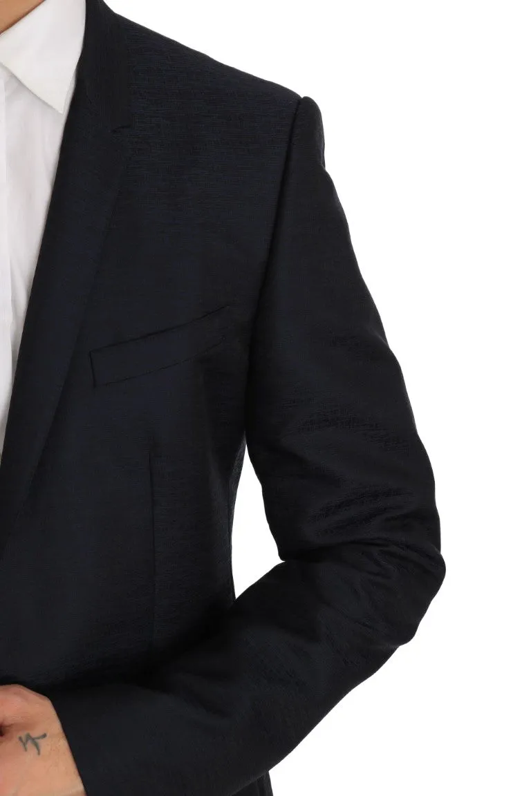 Blue Wool Silk GOLD Slim Fit Blazer Suit